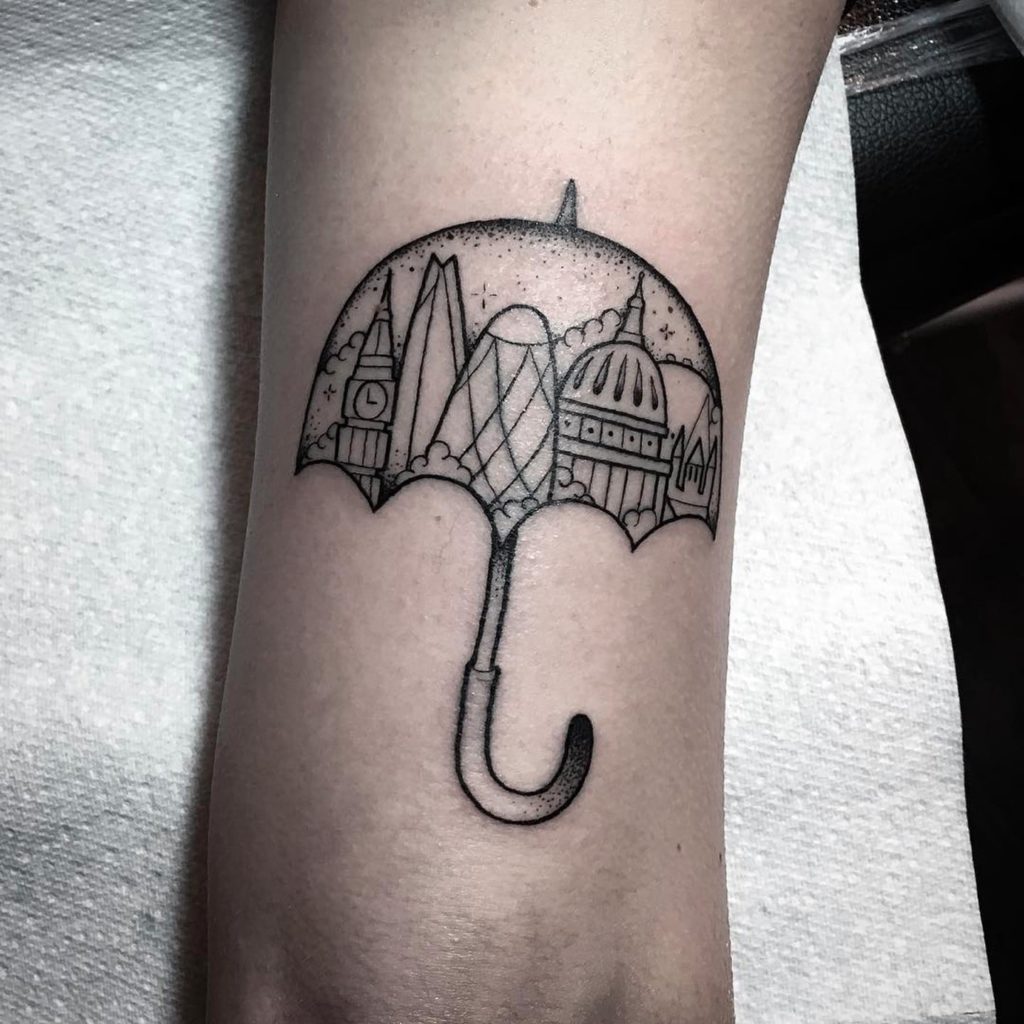 London Tattoo with Clock Design