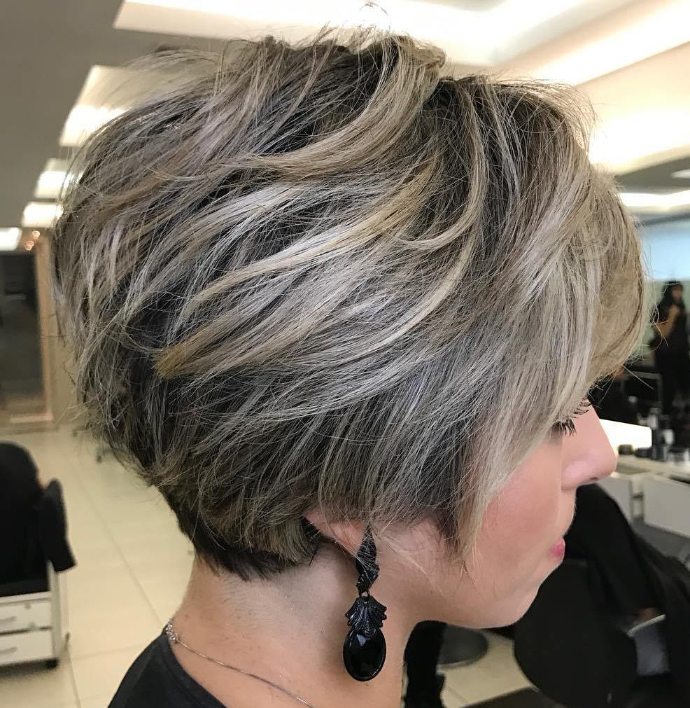 Effortlessly Chic Long Feathered Pixie Cut for Mature Women Colorli